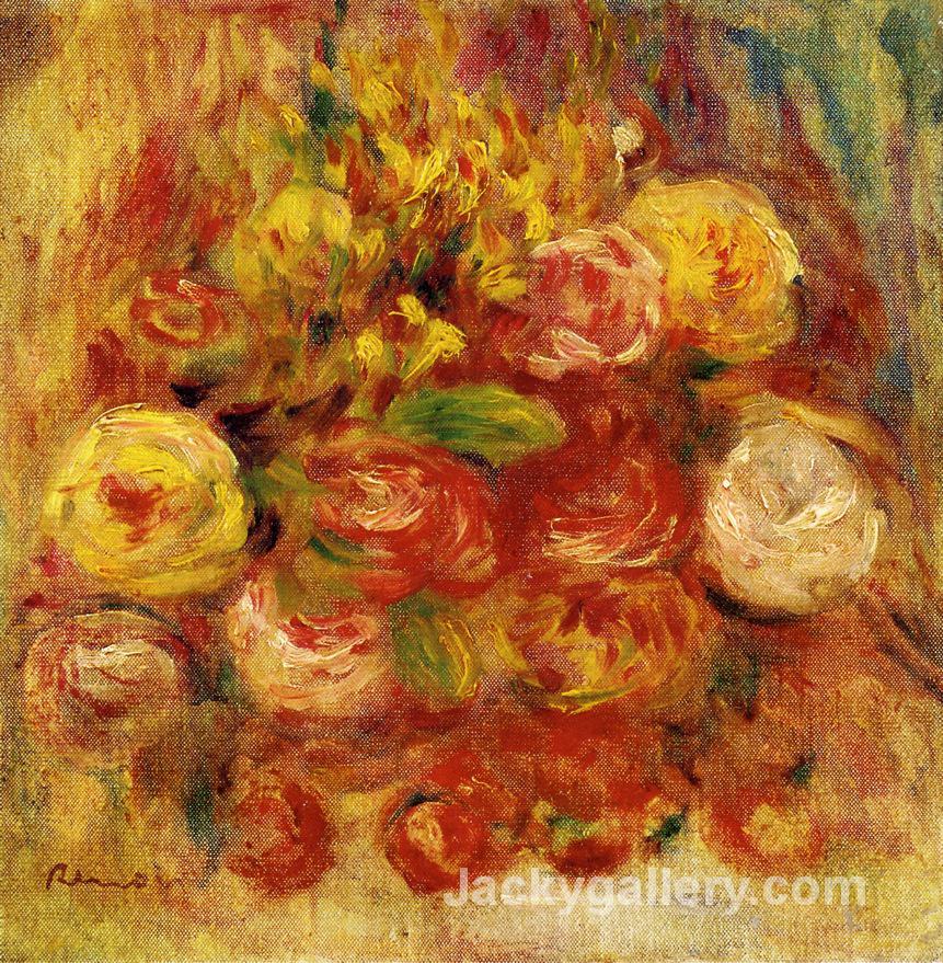 Flowers in a Vase with Blue Decoration by Pierre Auguste Renoir paintings reproduction